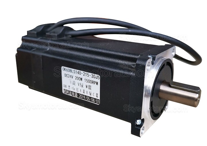 24V 200W Brushless DC Motor OK60BL140-215-30J5 3 Phase 1800RPM 127Ncm 61X61mm Keyway